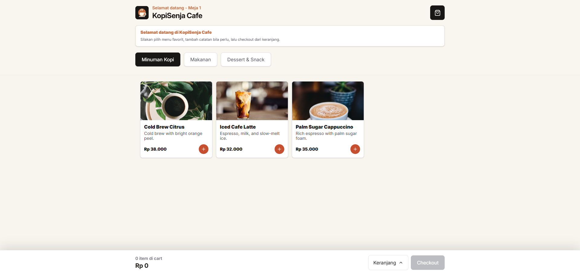 Gambar portfolio QR Ordering System Cafe